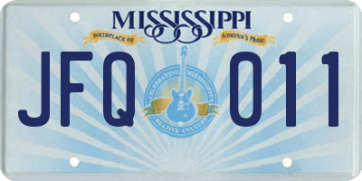 MS license plate JFQ011