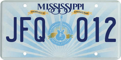 MS license plate JFQ012