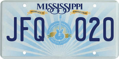 MS license plate JFQ020