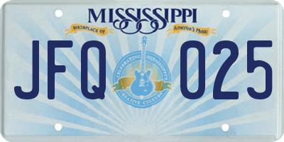 MS license plate JFQ025