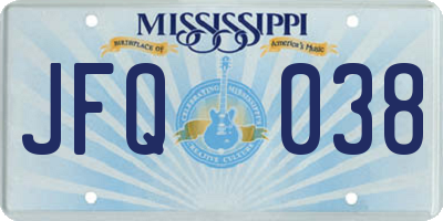 MS license plate JFQ038
