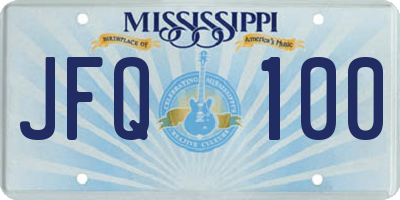 MS license plate JFQ100