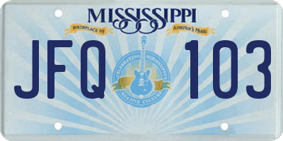 MS license plate JFQ103