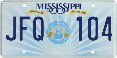 MS license plate JFQ104