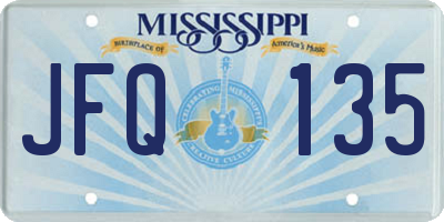 MS license plate JFQ135