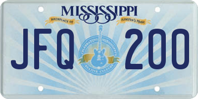 MS license plate JFQ200