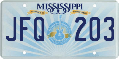 MS license plate JFQ203