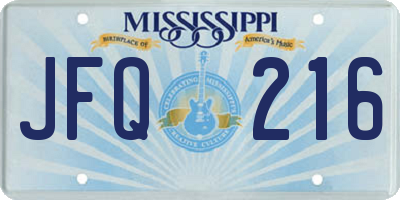 MS license plate JFQ216