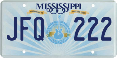 MS license plate JFQ222