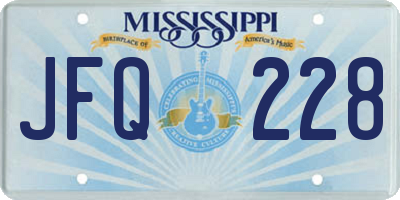 MS license plate JFQ228