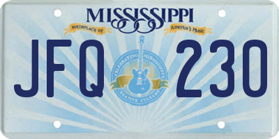 MS license plate JFQ230