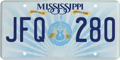 MS license plate JFQ280