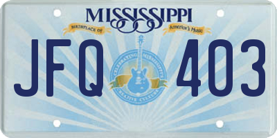 MS license plate JFQ403
