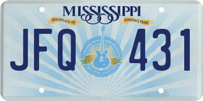 MS license plate JFQ431