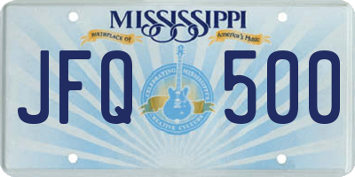 MS license plate JFQ500