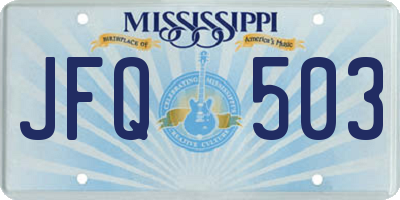 MS license plate JFQ503
