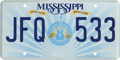 MS license plate JFQ533