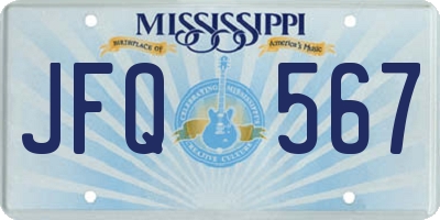 MS license plate JFQ567