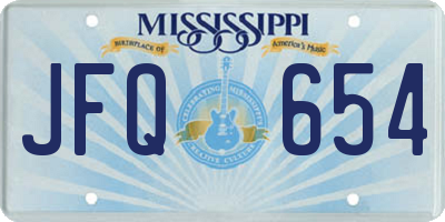 MS license plate JFQ654