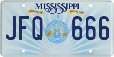 MS license plate JFQ666