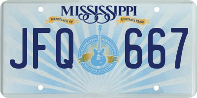 MS license plate JFQ667