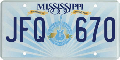 MS license plate JFQ670