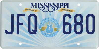 MS license plate JFQ680