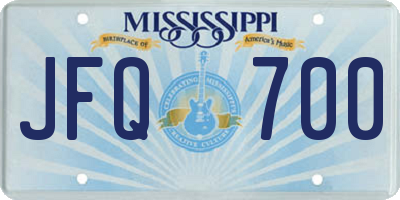 MS license plate JFQ700