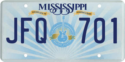 MS license plate JFQ701