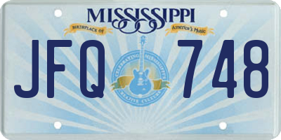 MS license plate JFQ748