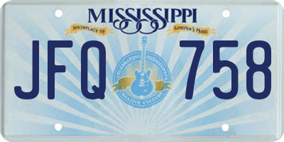 MS license plate JFQ758