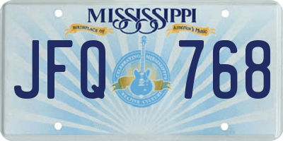 MS license plate JFQ768