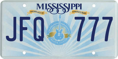 MS license plate JFQ777