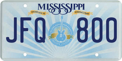 MS license plate JFQ800