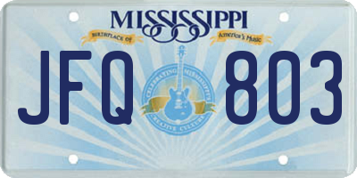 MS license plate JFQ803