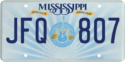 MS license plate JFQ807