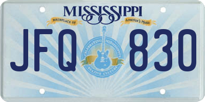 MS license plate JFQ830