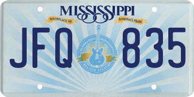 MS license plate JFQ835