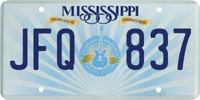 MS license plate JFQ837