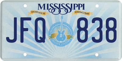 MS license plate JFQ838