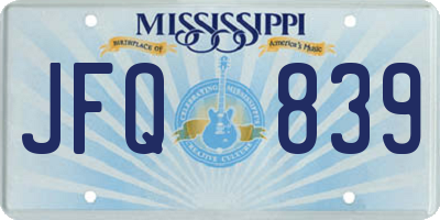 MS license plate JFQ839