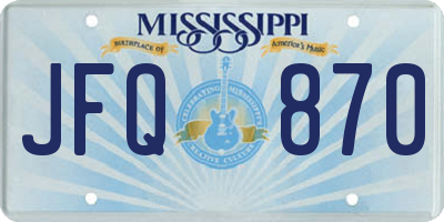 MS license plate JFQ870