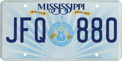 MS license plate JFQ880