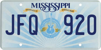 MS license plate JFQ920