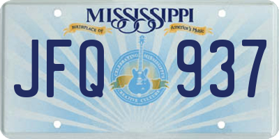 MS license plate JFQ937