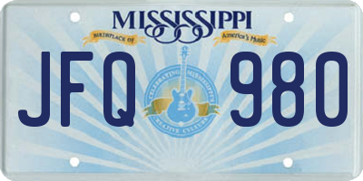 MS license plate JFQ980