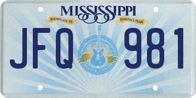 MS license plate JFQ981