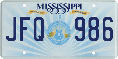 MS license plate JFQ986