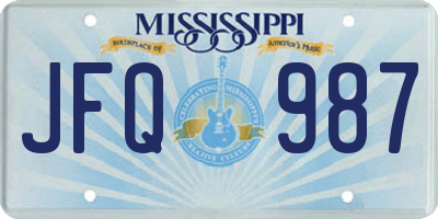 MS license plate JFQ987