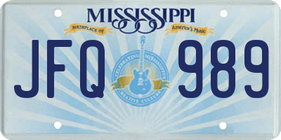 MS license plate JFQ989